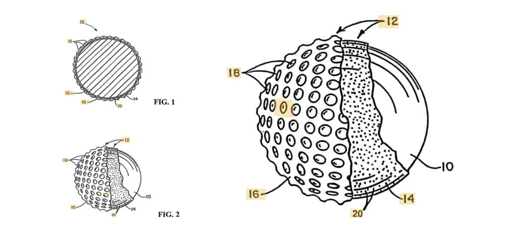 Golf Ball Patent Example: Spalding – Patent 6,015,356